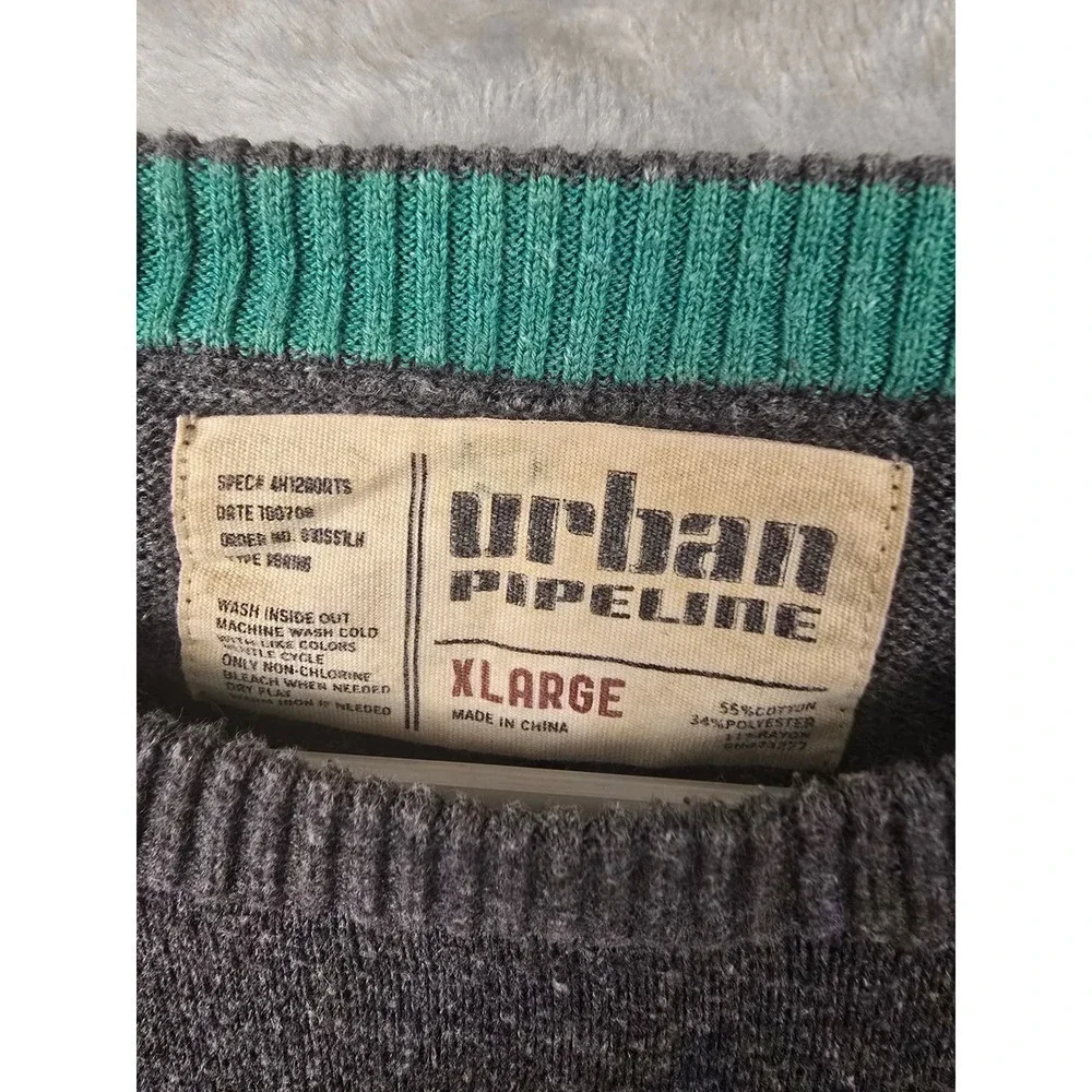 Urban Pipeline Mens Gray Striped Crew Neck Sweater XL